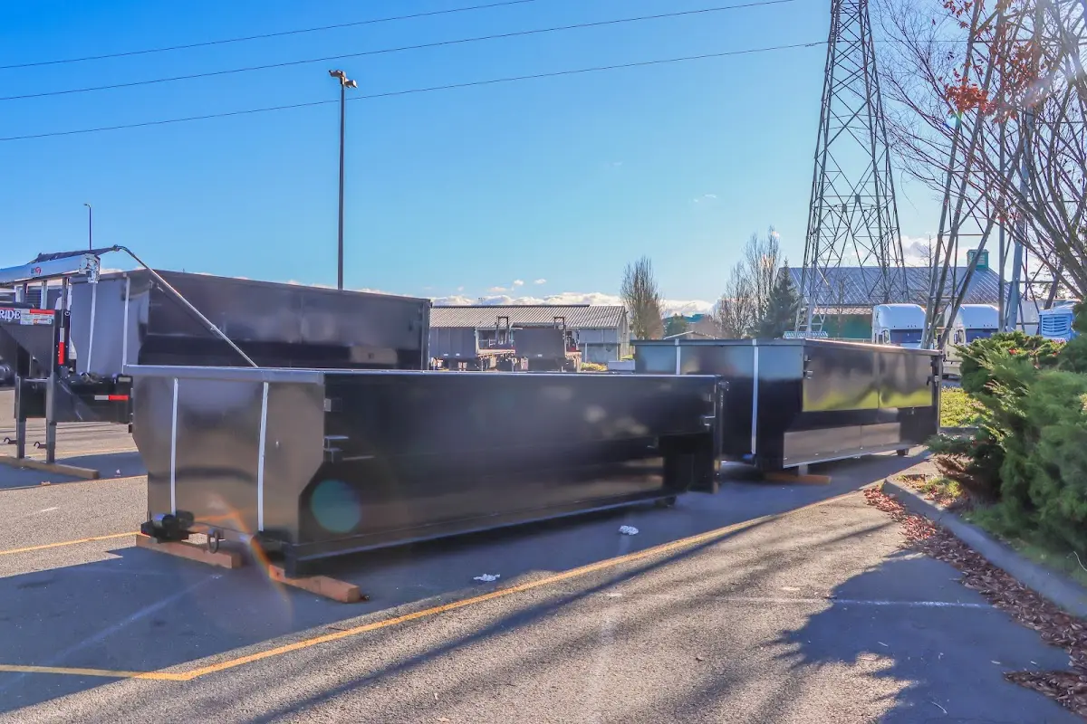 Roll-off dumpster ready for waste disposal at job site for Construction Dumpster Rental in Evansville
